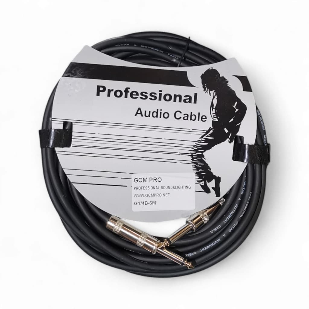 Cable Plug 1/4 a Plug 1/4 MONO Negro 6 metros Gcm Pro